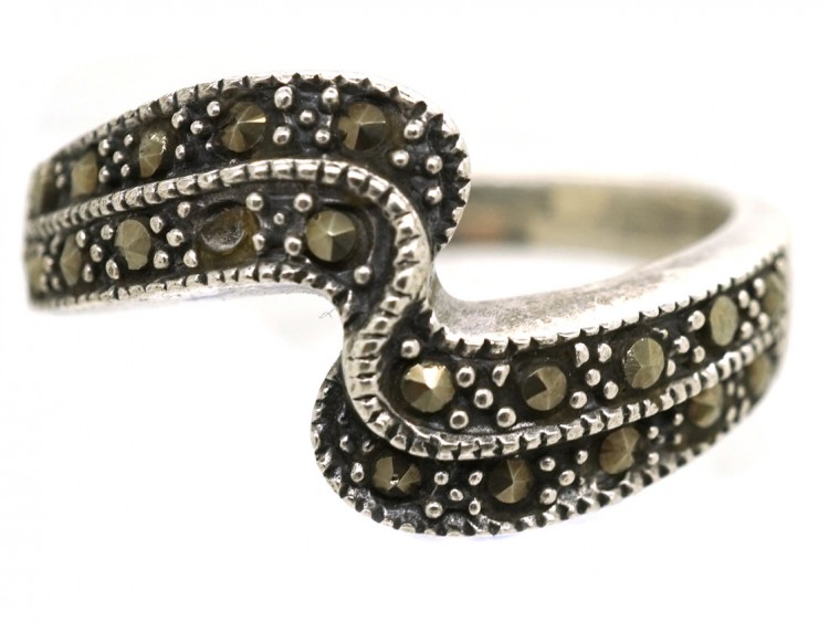 Silver & Marcasite Wave Design Ring