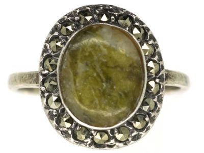 Silver, Connemara Marble & Marcasite Ring
