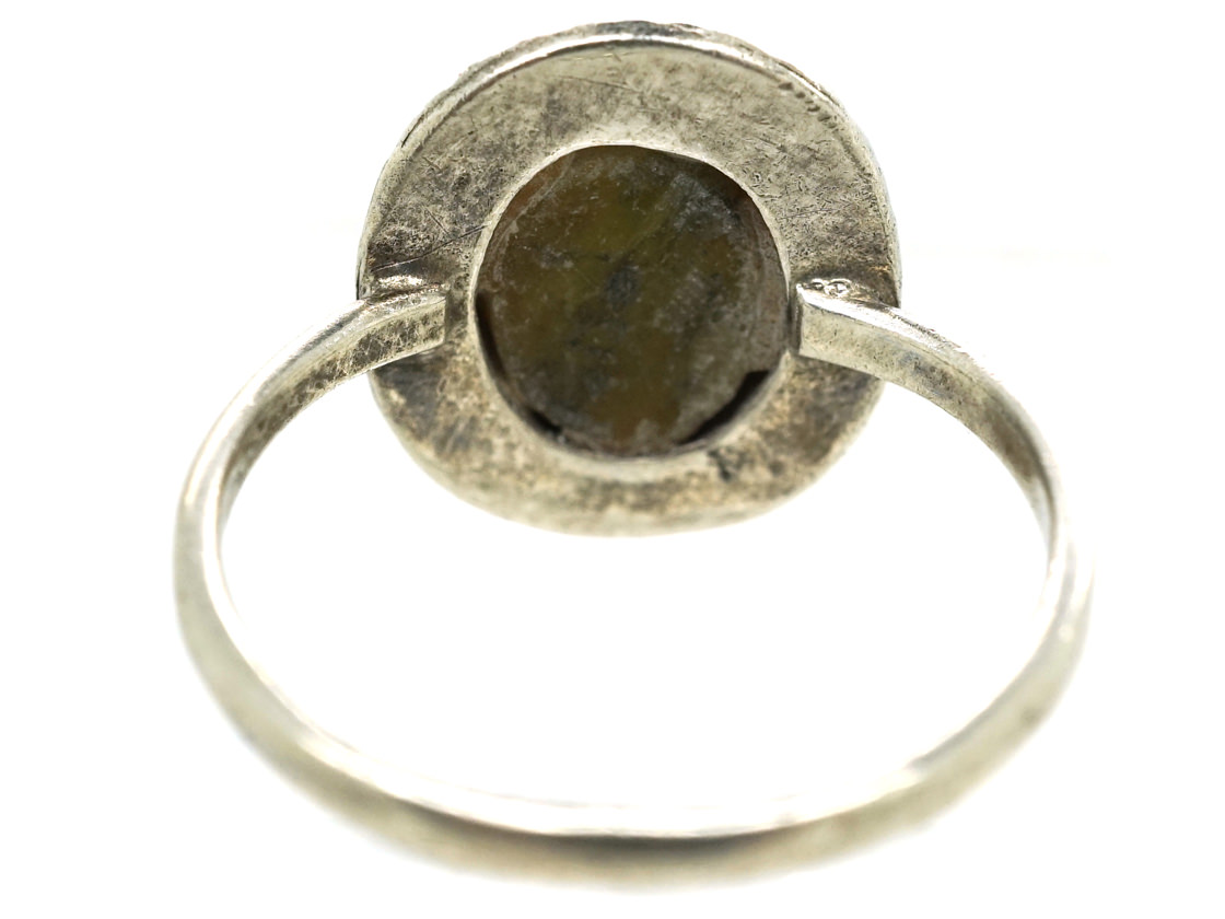 Silver, Connemara Marble & Marcasite Ring (855H) | The Antique ...