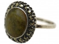 Silver, Connemara Marble & Marcasite Ring