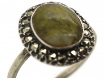 Silver, Connemara Marble & Marcasite Ring