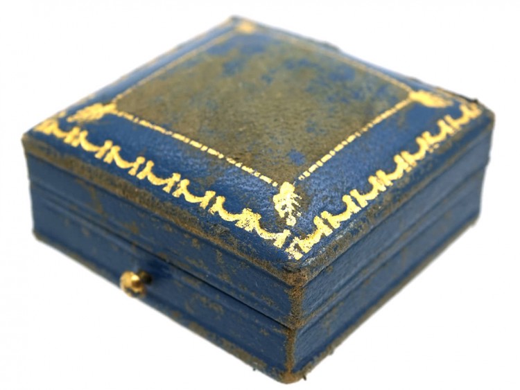 Victorian 15ct Gold, Rose Diamond & Blue Enamel Heart Pendant in Case