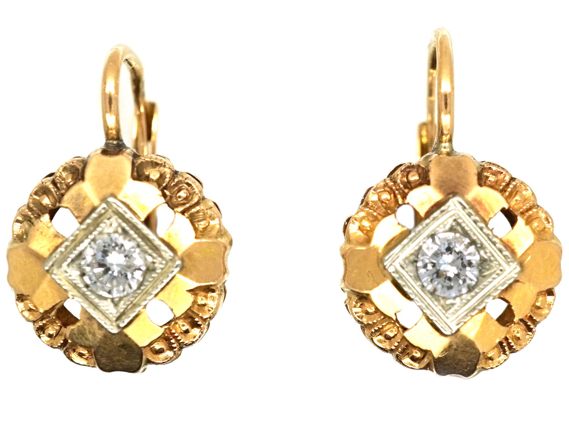 18ct Gold & Diamond Earrings (789H) The Antique Jewellery Company