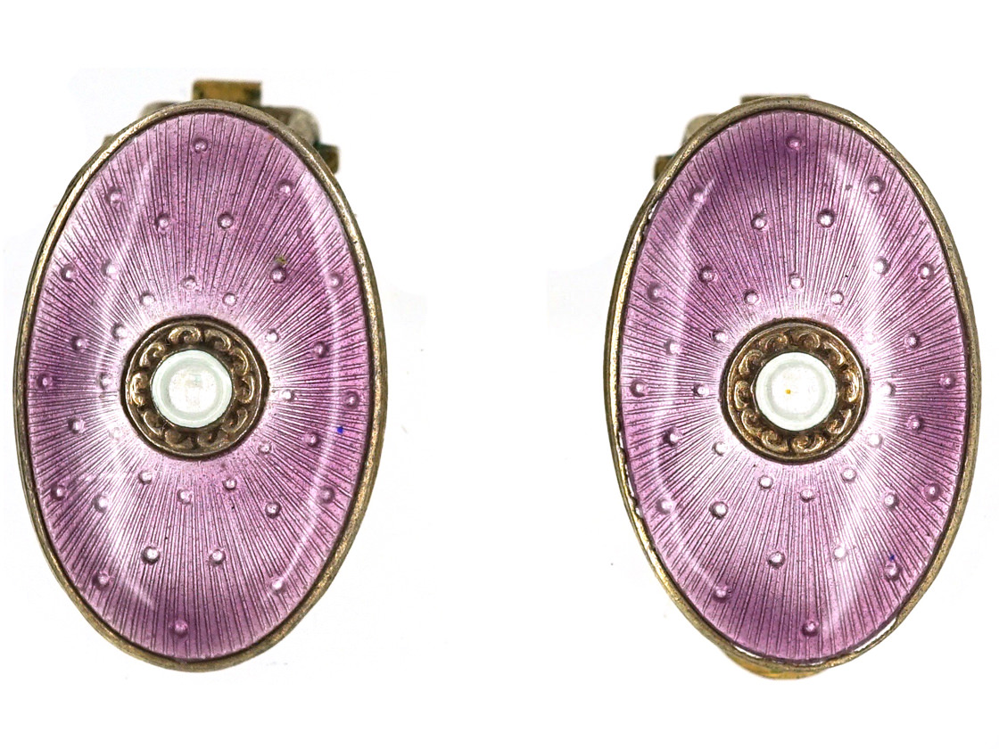 Silver & Enamel Earrings by J. Tostrup (962H) | The Antique Jewellery ...