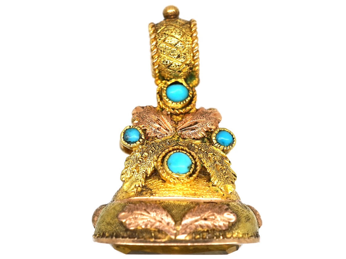 Regency Two Colour 15ct Gold Seal With Mary Engraved On A Citrine Base 