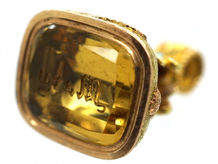 Regency Two Colour 15ct Gold Seal With Mary Engraved on a Citrine Base