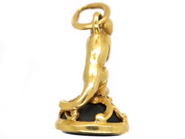 Victorian 15ct Gold Monkey Seal With a Bloodstone Base Engraved Emeline