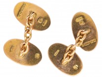 Edwardian 9ct Gold Oval Engraved Cufflinks