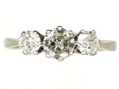 Art Deco Platinum Three Stone Diamond Ring