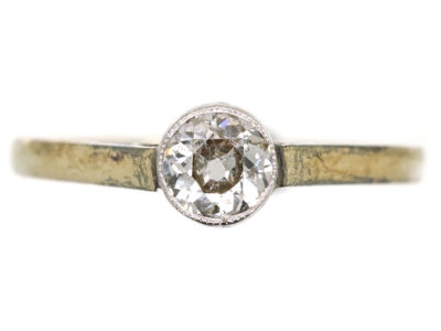 Art Deco 18ct White Gold & Platinum Solitaire Diamond Ring