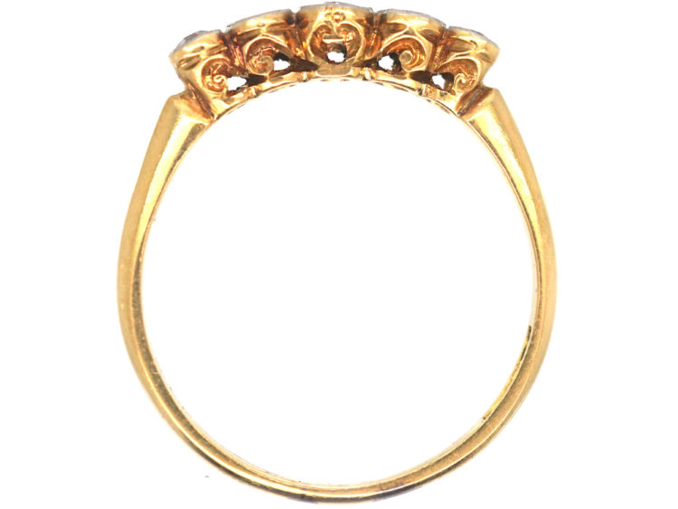 Edwardian 18ct Gold, Platinum & Five Stone Diamond Ring