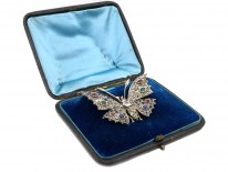 Victorian Silver & Paste Butterfly Tremblant Brooch and Hair Ornament in Original Case