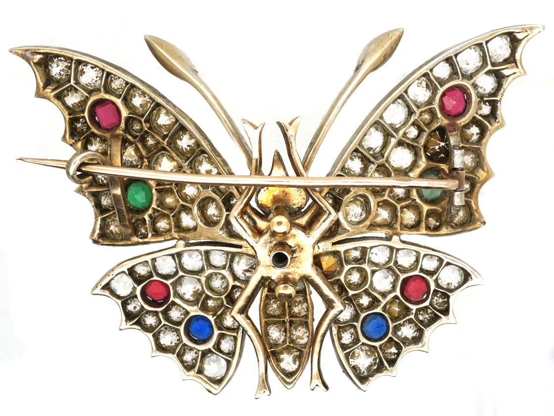 Victorian Silver & Paste Butterfly Tremblant Brooch and Hair Ornament