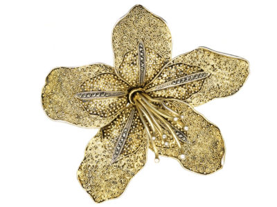 Theodor Fahrner Silver Gilt & Marcasite Flower Brooch