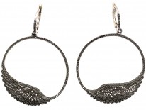 18ct White Gold & Black Diamond Wing Earrings By Garrards