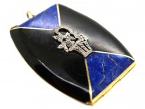Art Deco 14ct Gold, Blue & Black Enamel Locket