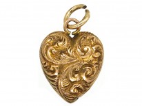 Victorian 9ct Gold Ornate Gold Heart Pendant