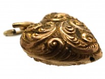 Victorian 9ct Gold Ornate Gold Heart Pendant
