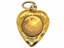 Late Georgian 15ct Gold & Turquoise Heart Shaped Forget Me Not Pendant