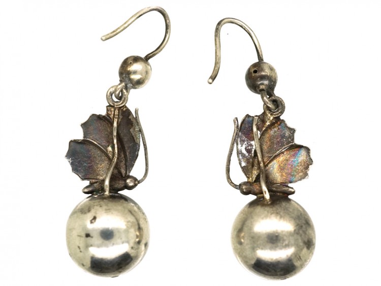 Victorian Silver Butterfly Drop Earrings