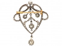 French Art Nouveau Platinum & Diamond Brooch