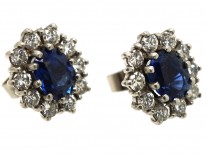 Sapphire & Diamond Oval Cluster Earrings