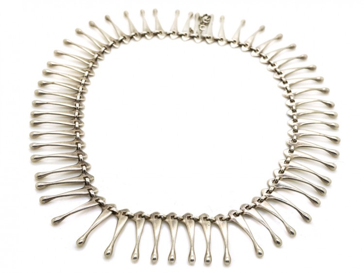 Scandinavian Silver Fringe Necklace