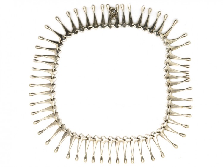 Scandinavian Silver Fringe Necklace