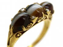 Victorian 18ct Gold, Banded Sardonyx & Rose Diamond Ring