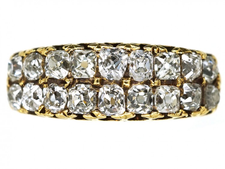 Victorian 18ct Gold Double Row Diamond Ring