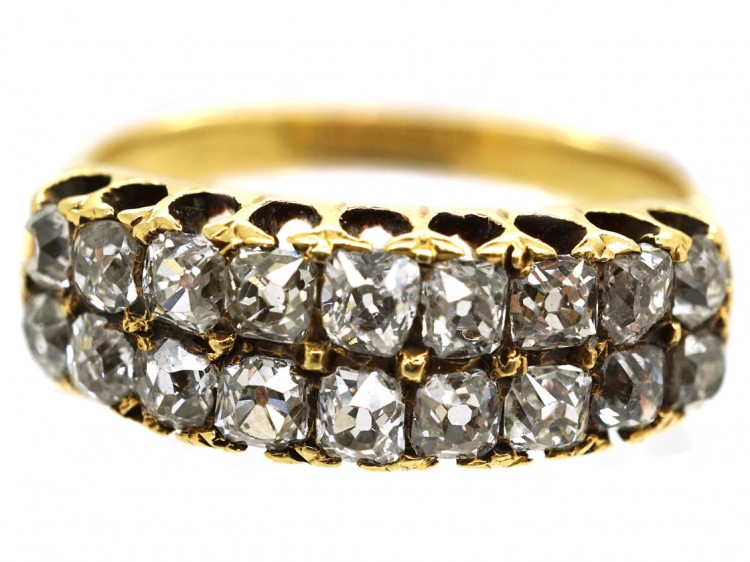 Victorian 18ct Gold Double Row Diamond Ring