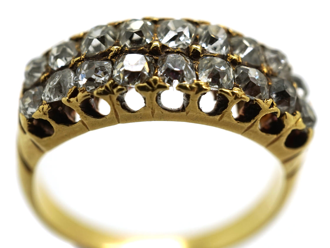 Gold and Diamond Two-Row Ring main image 1