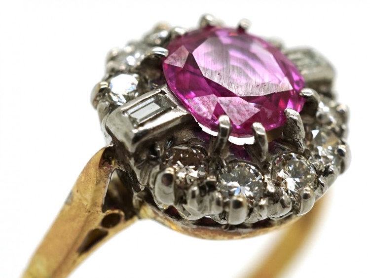 Art Deco Pink Sapphire & Diamond Ring