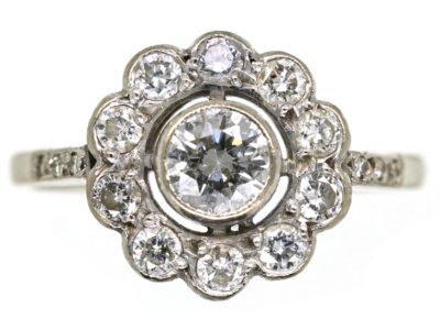 Edwardian 18ct White Gold & Diamond Cluster Ring