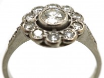 Edwardian 18ct White Gold & Diamond Cluster Ring