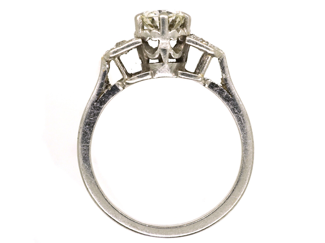 Art Deco Solitaire Ring With Diamond Shoulders (37K) | The Antique ...