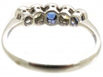 Edwardian 18ct White Gold Five Stone Sapphire & Diamond Ring