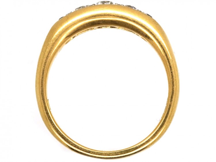 Edwardian 18ct Gold Five Stone Diamond Boat Shaped Ring