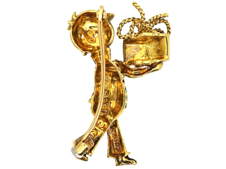 18ct Gold & Enamel Bell Boy Brooch