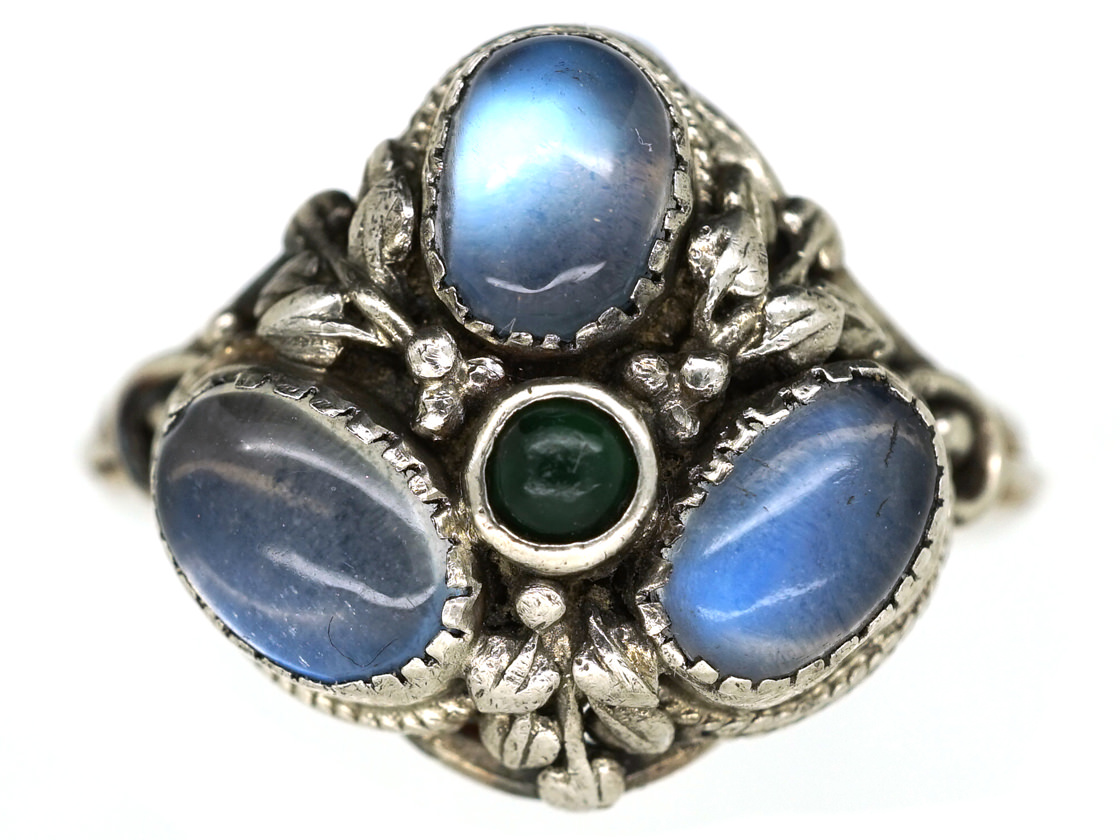 Arts & Crafts Silver & Moonstone Ring Attributed to Henry George Murphy