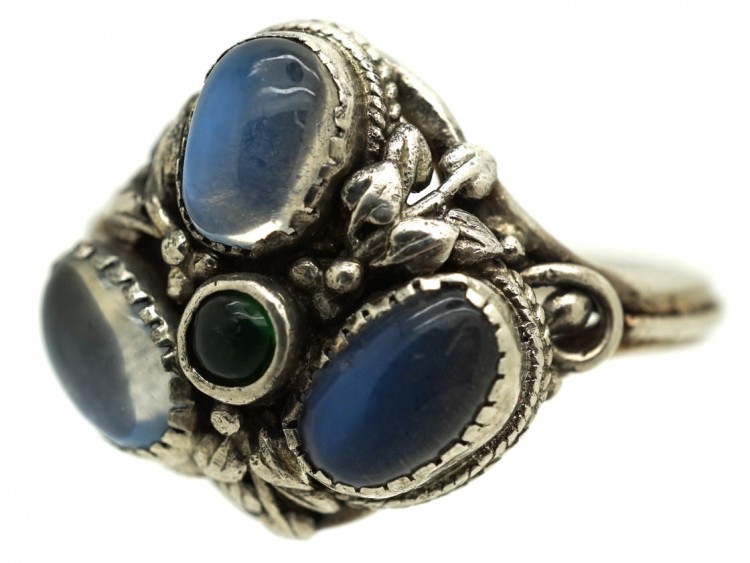 Arts & Crafts Silver & Moonstone Ring Attributed to Henry George Murphy