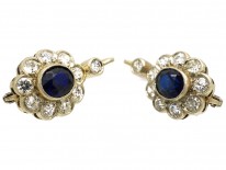 Austrian Art Deco 14ct White Gold Sapphire & Diamond Earrings