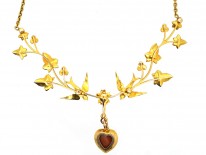 Victorian 15ct Gold & Natural Split Pearl Necklace with Swallows & a Heart