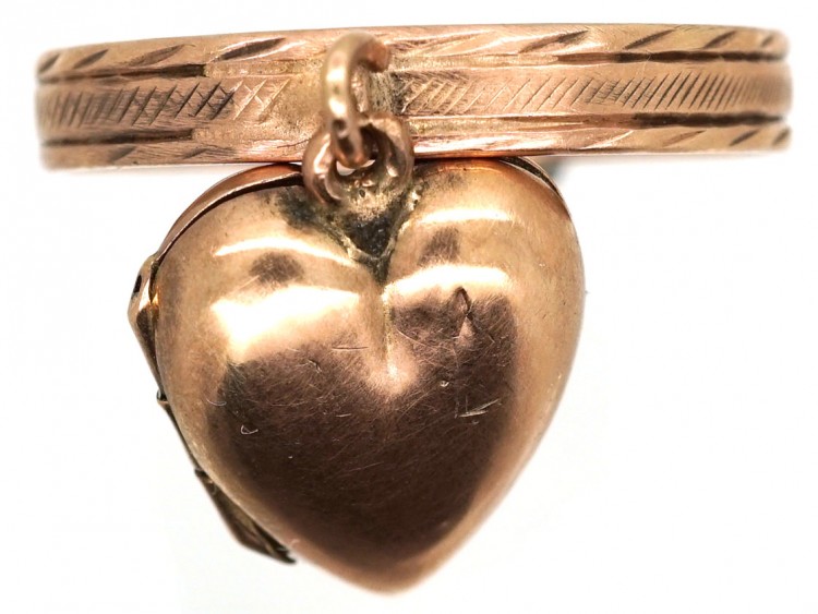 Edwardian 9ct Gold Ring With Heart Locket