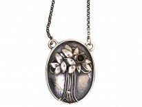 Art Deco Silver Pendant on Chain