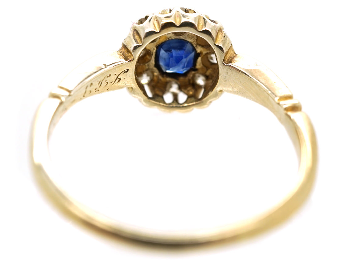 Edwardian 18ct Gold Sapphire & Diamond Cluster Ring (70K) | The Antique ...