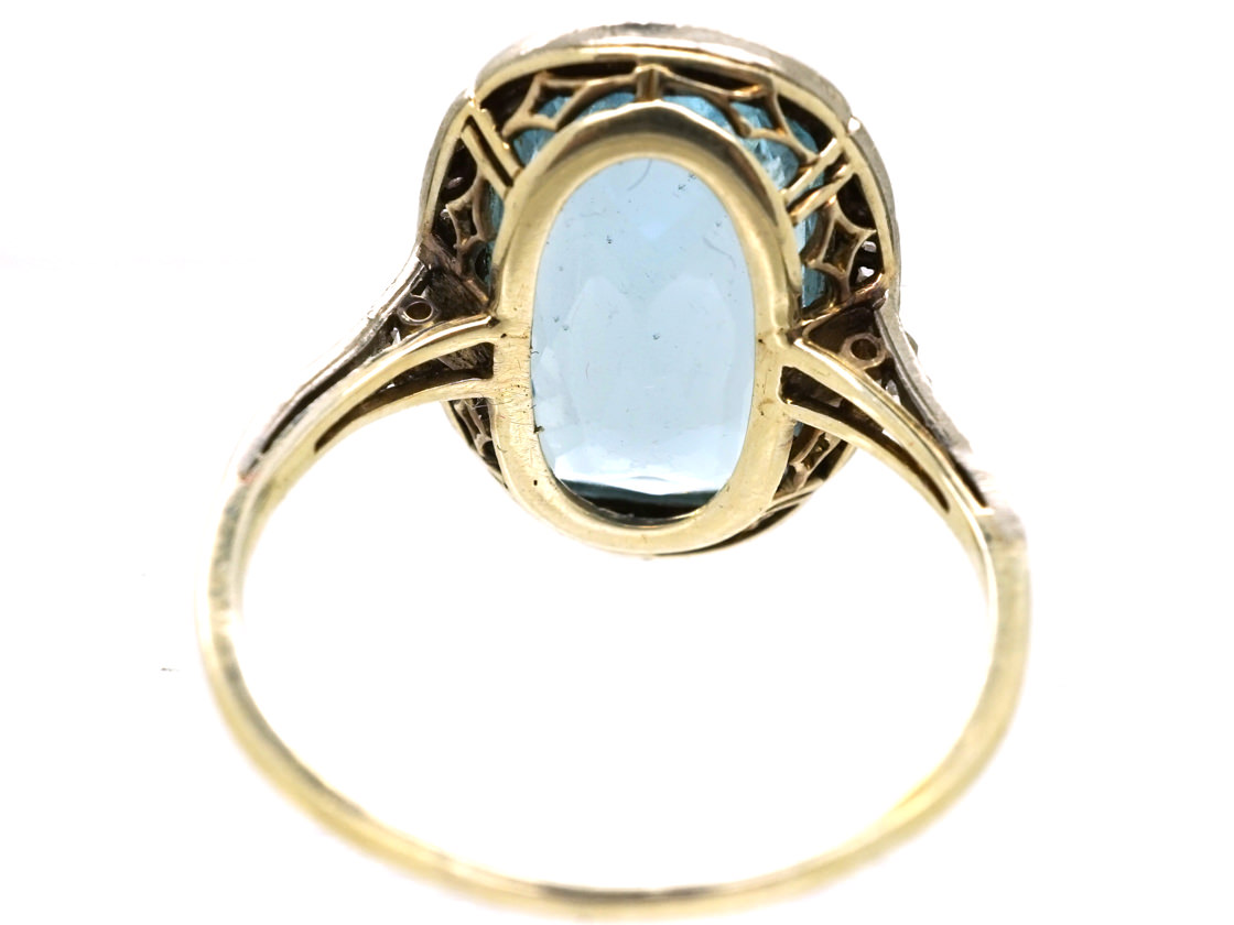 Edwardian 18ct Gold & Platinum, Aquamarine & Diamond Ring (102K) | The ...