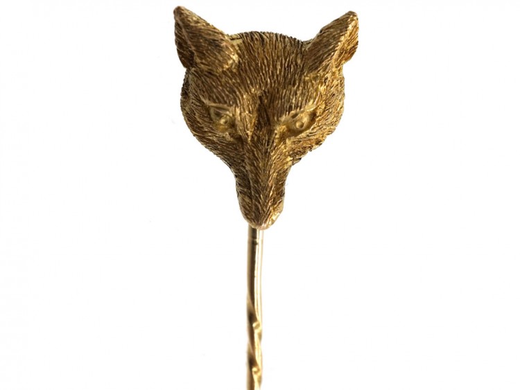 Edwardian15ct Gold Fox Tie Pin