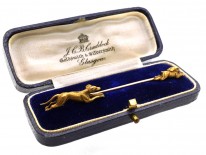 Edwardian 15ct Gold Lurcher & Hare Coursing Brooch