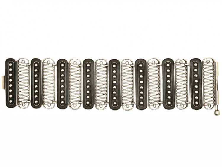 Art Deco Wide Silver Bracelet